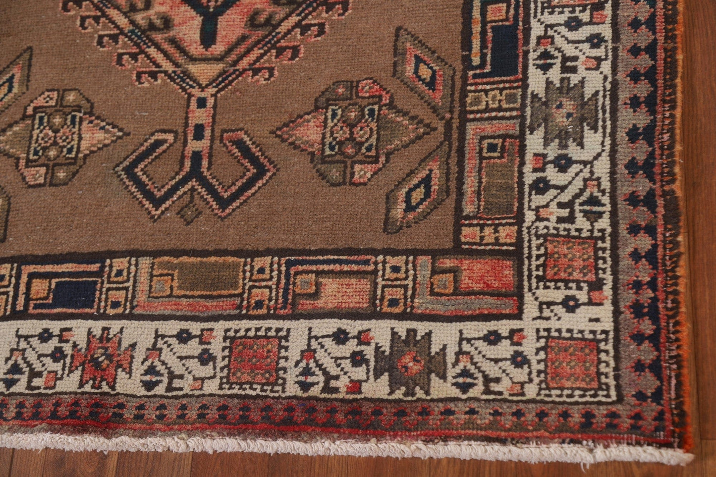 Wool Brown Meshkin Persian Runner Rug 4x11