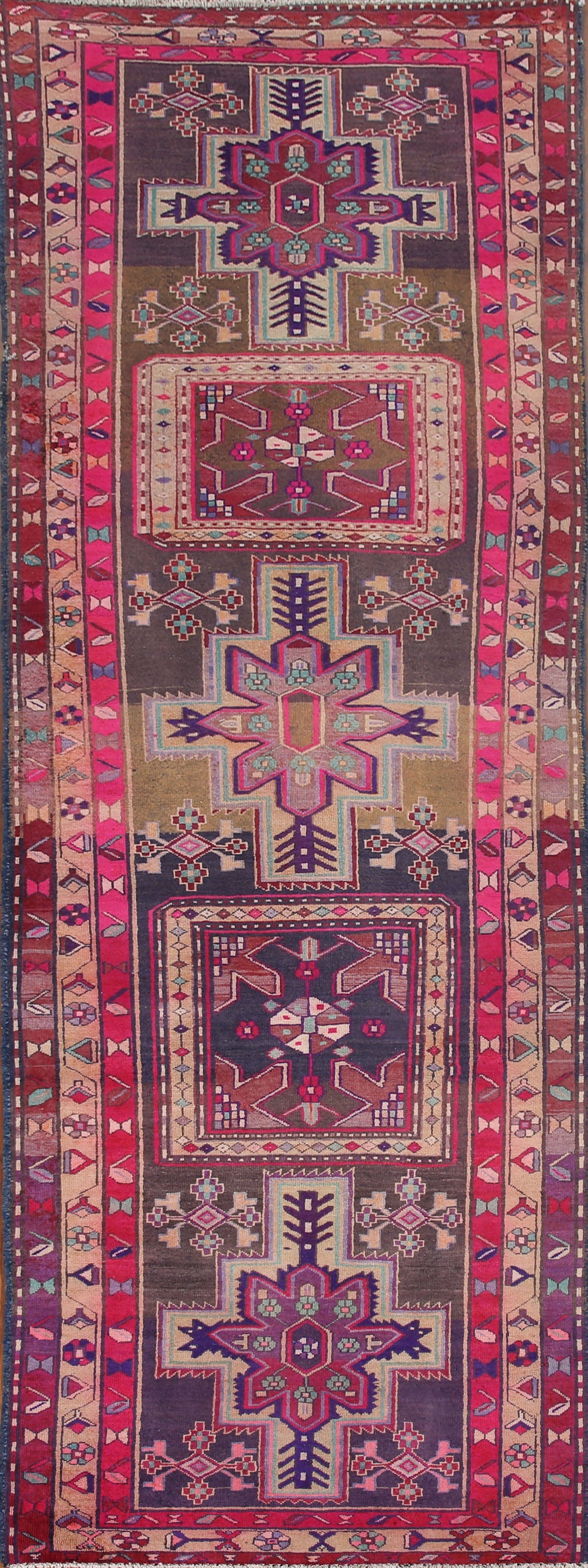 Vintage Meshkin Persian Runner Rug 4x11