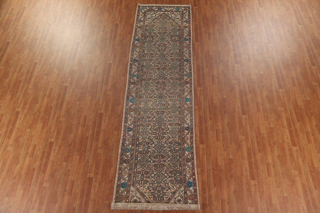 Geometric Hamedan Persian Runner Rug 4x14