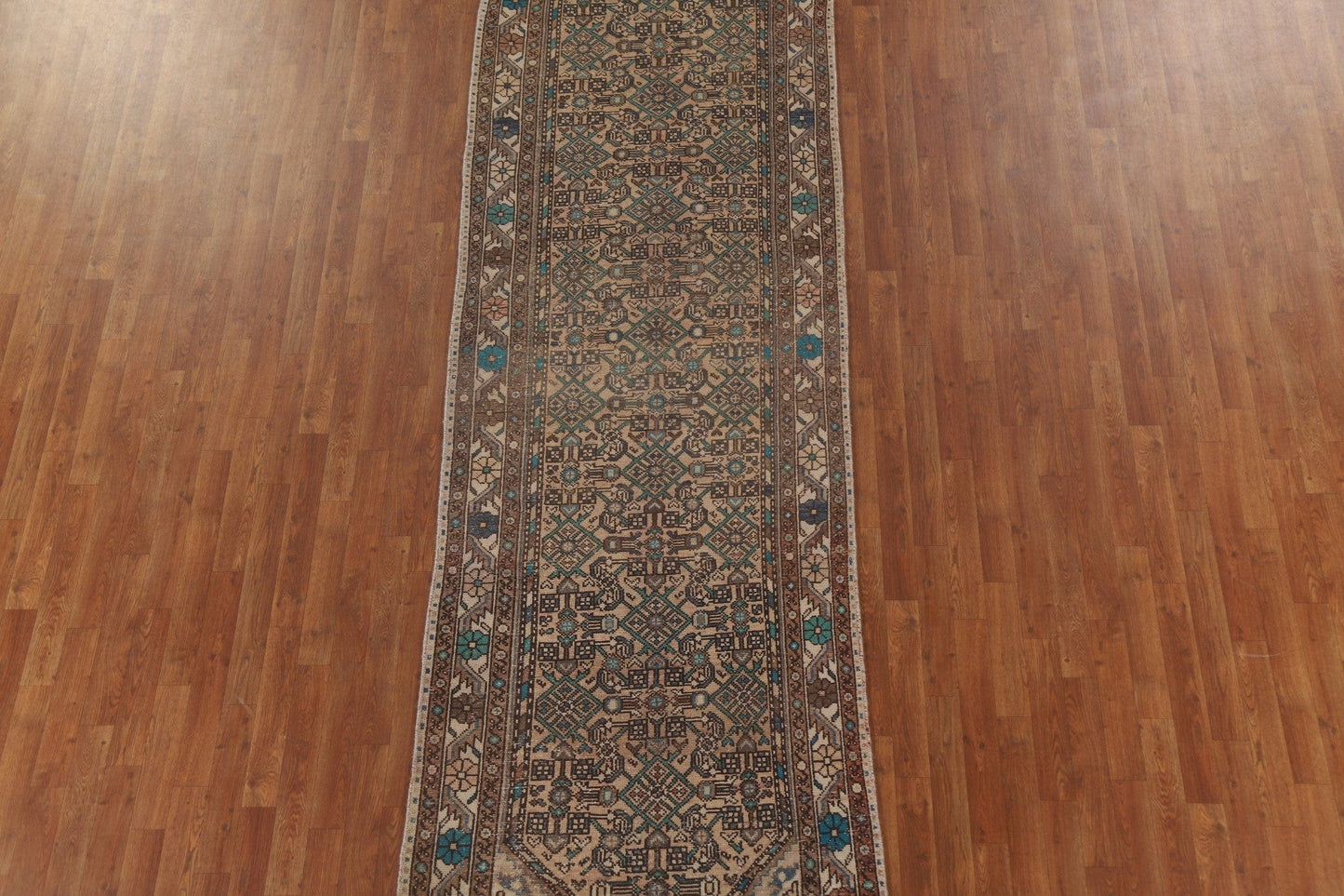 Geometric Hamedan Persian Runner Rug 4x14