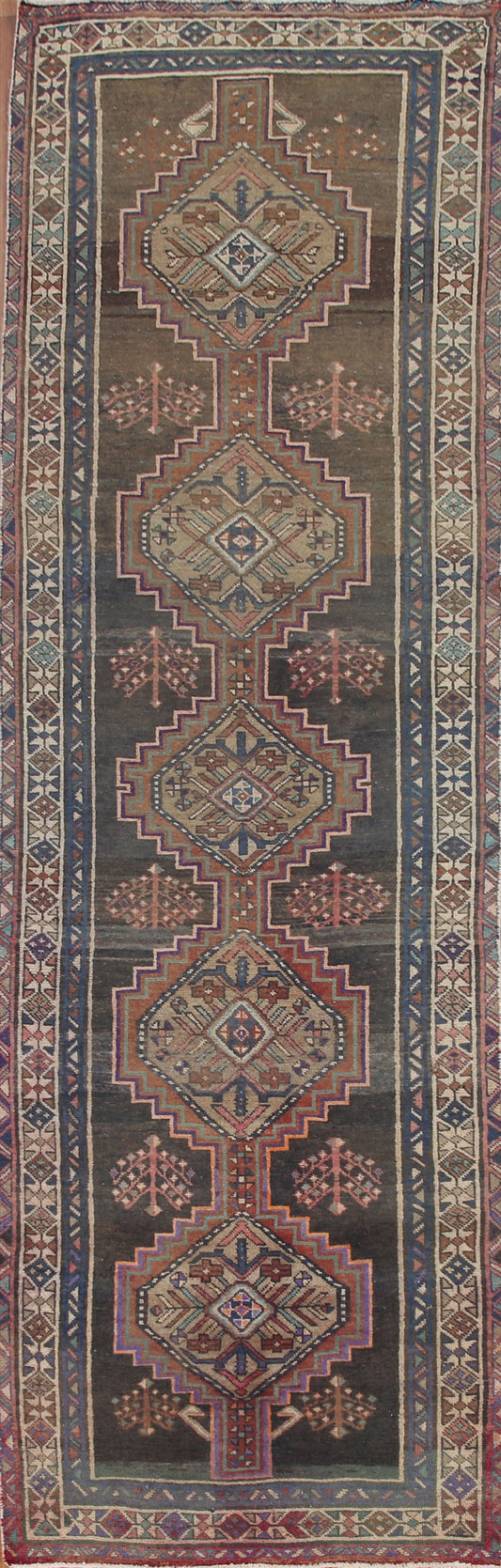 Geometric Ardebil Persian Runner Rug 4x12