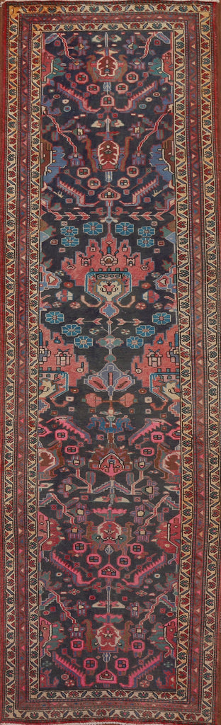 Navy Blue Tabriz Persian Runner Rug 4x13