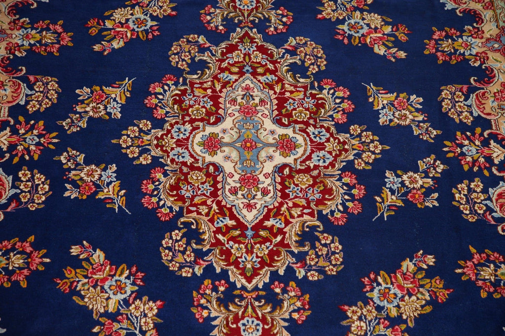 Vegetable Dye Blue Kerman Persian Area Rug 9x13