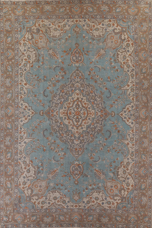 Light Blue Tabriz Persian Area Rug 10x13