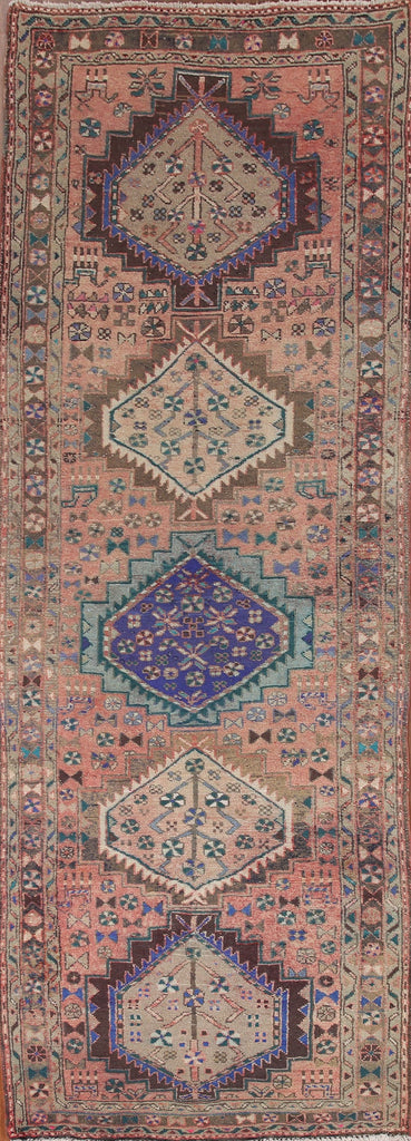 Pink Tribal Ardebil Persian Runner Rug 4x10