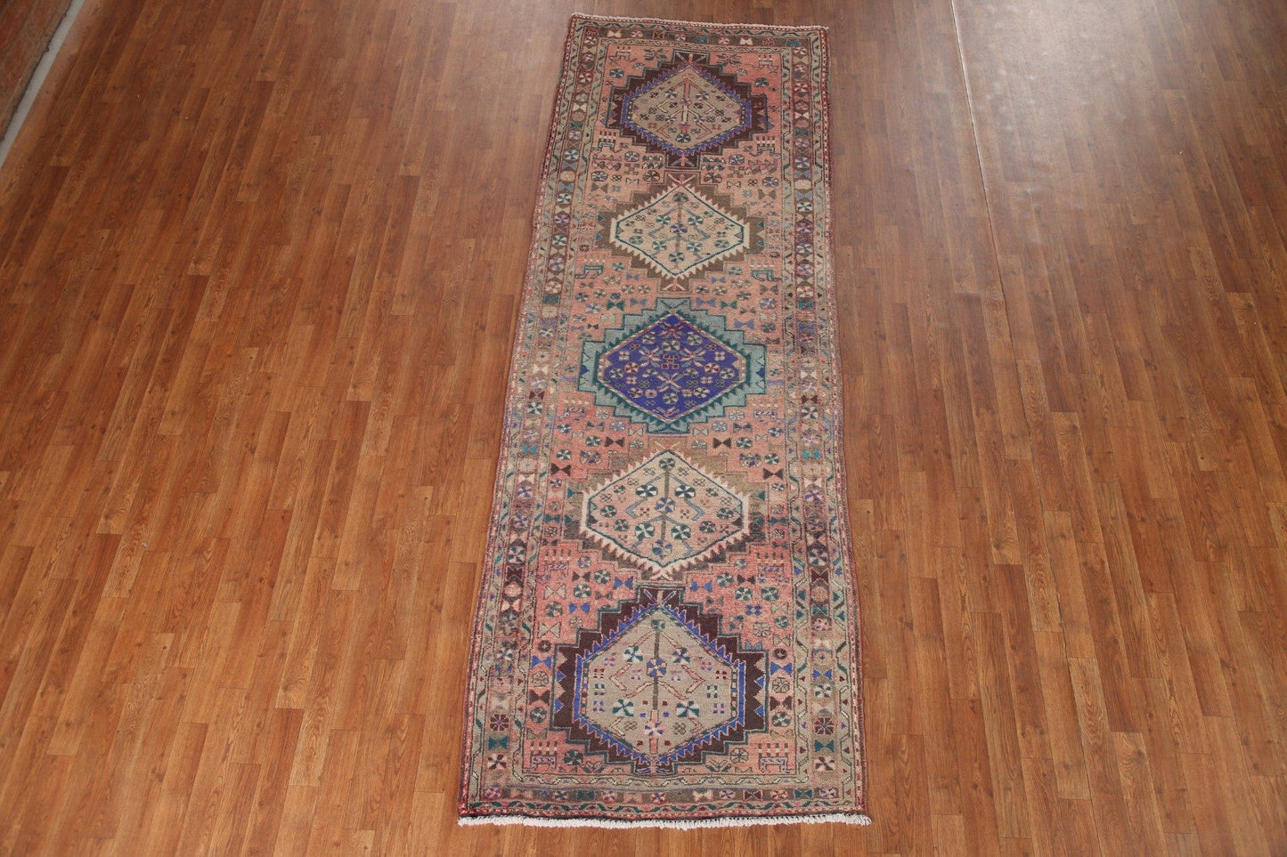 Pink Tribal Ardebil Persian Runner Rug 4x10