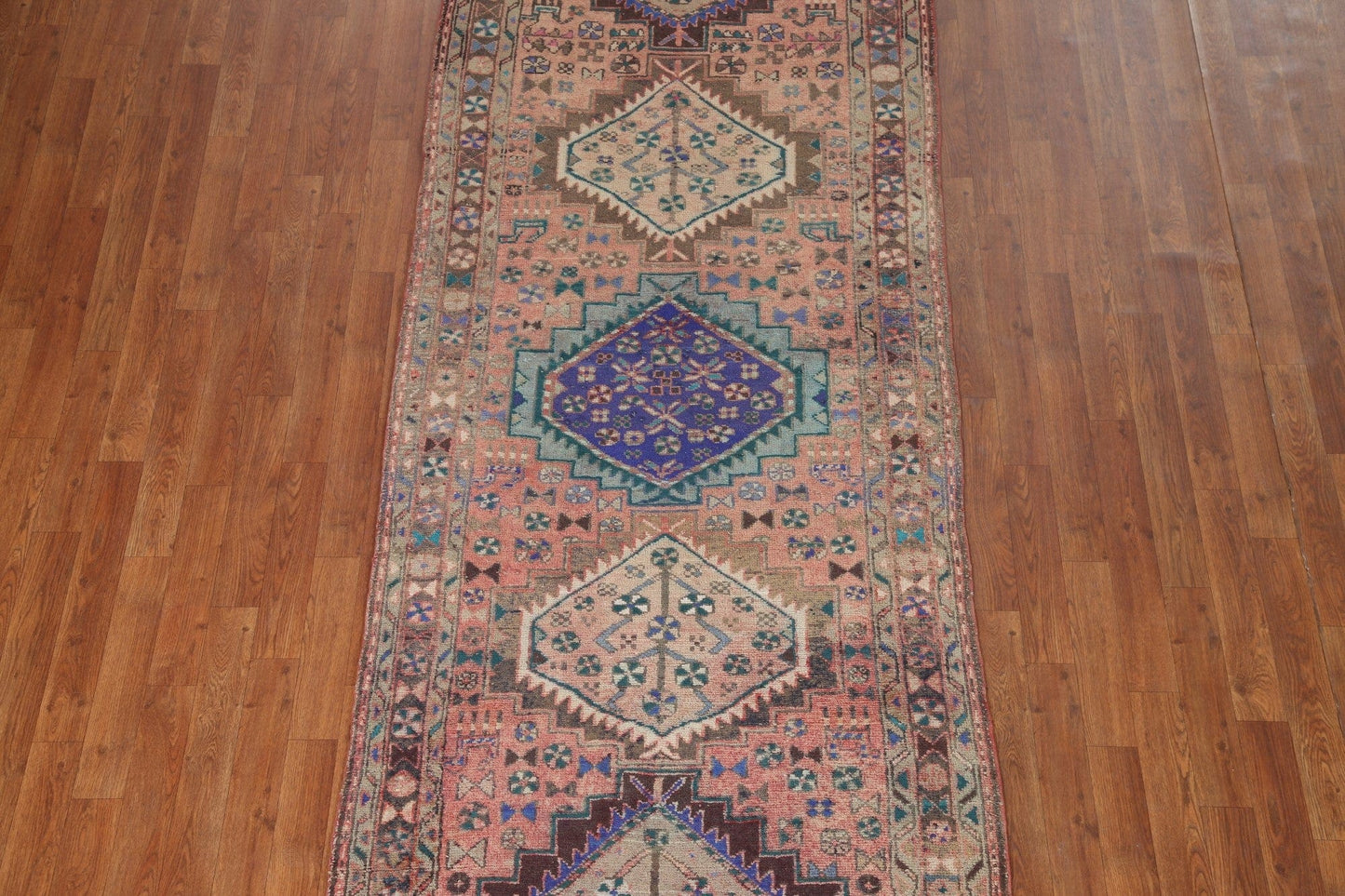 Pink Tribal Ardebil Persian Runner Rug 4x10