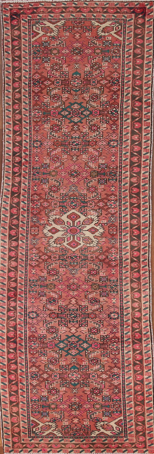 Vintage Wool Hamedan Persian Runner Rug 3x9