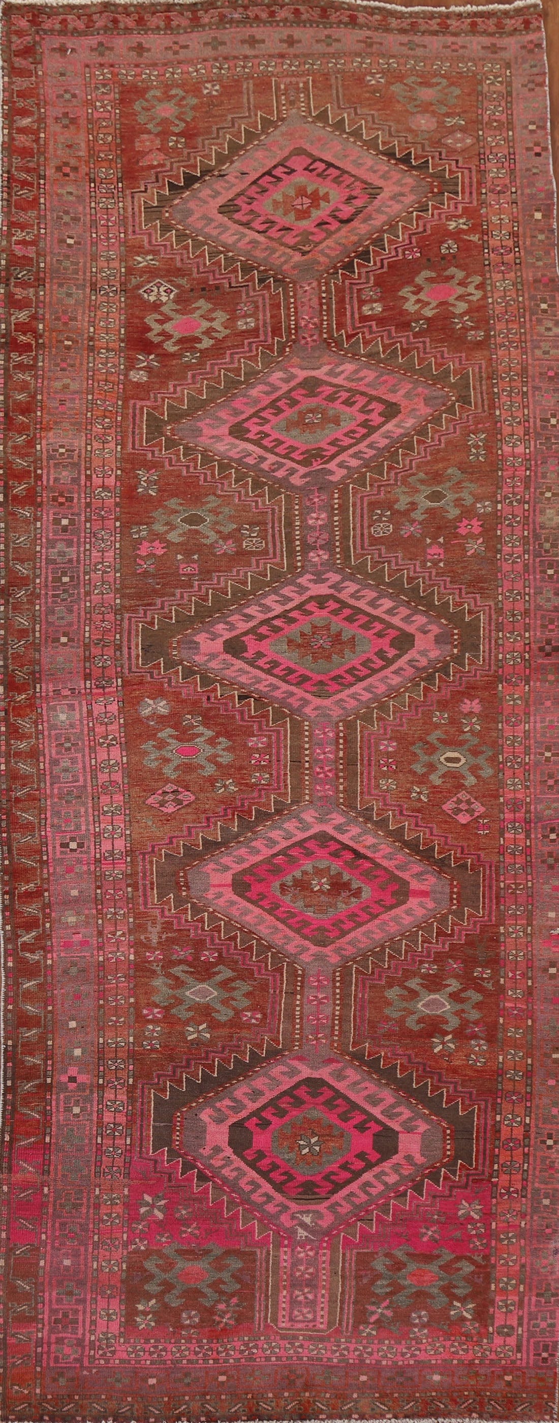 Red/ Pink Ardebil Persian Runner Rug 5x13