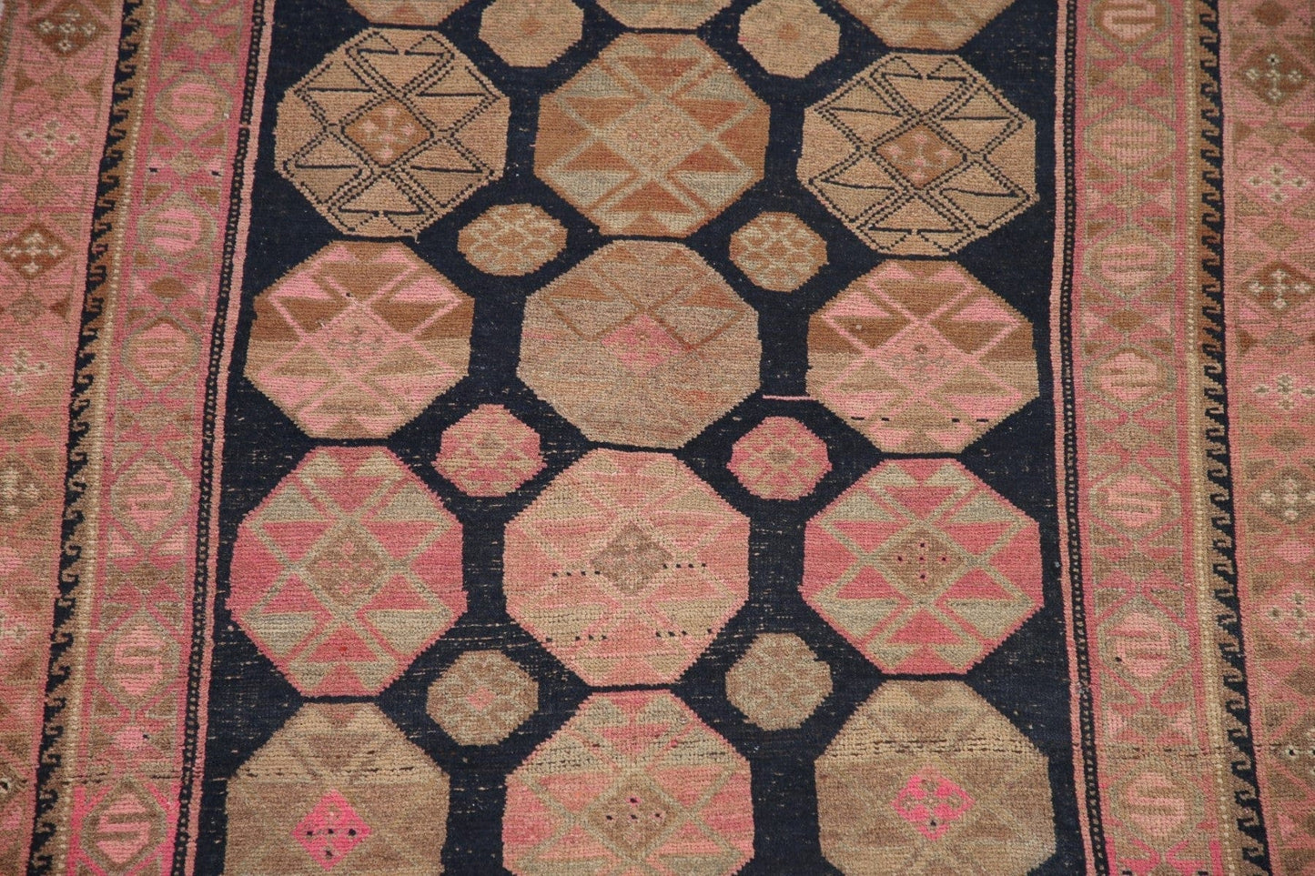 Navy Blue/ Pink Antique Lori Persian Runner Rug 4x12