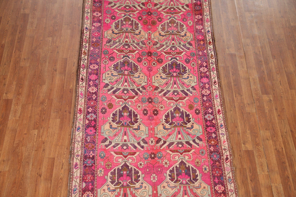 Vintage Fuchsia Ardebil Persian Runner Rug 4x10