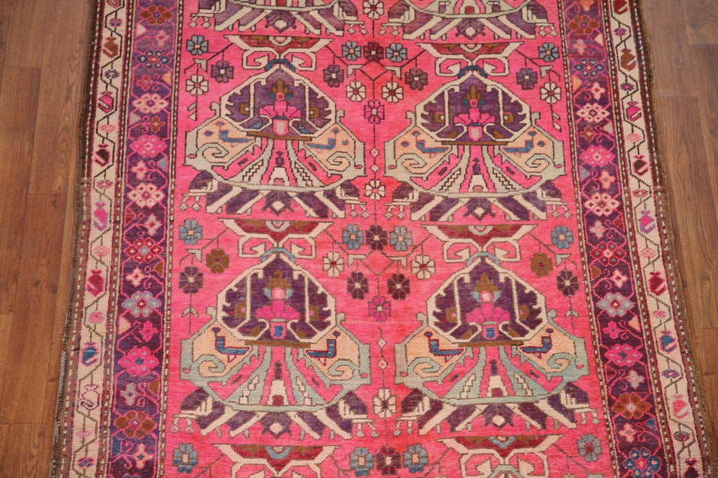 Vintage Fuchsia Ardebil Persian Runner Rug 4x10