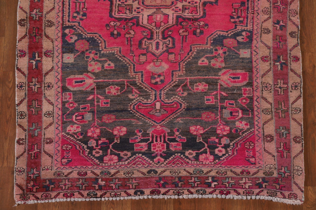 Fuchsia Geometric Meshkin Persian Runner Rug 4x10