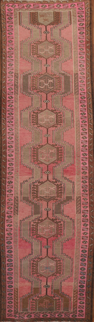 Pink Geometric Ardebil Persian Runner Rug 4x13