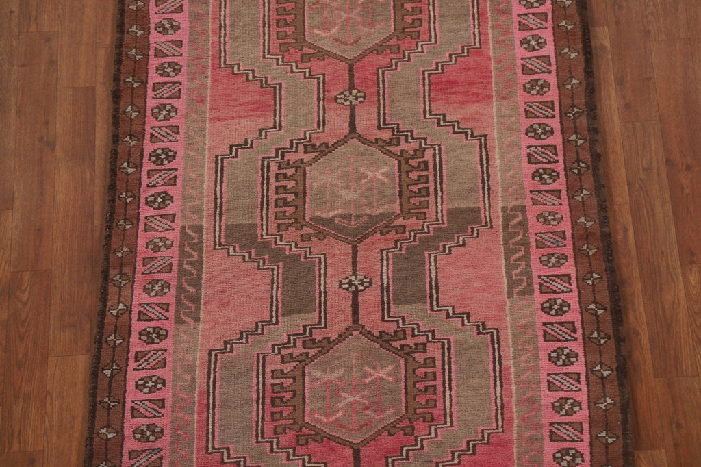 Pink Geometric Ardebil Persian Runner Rug 4x13