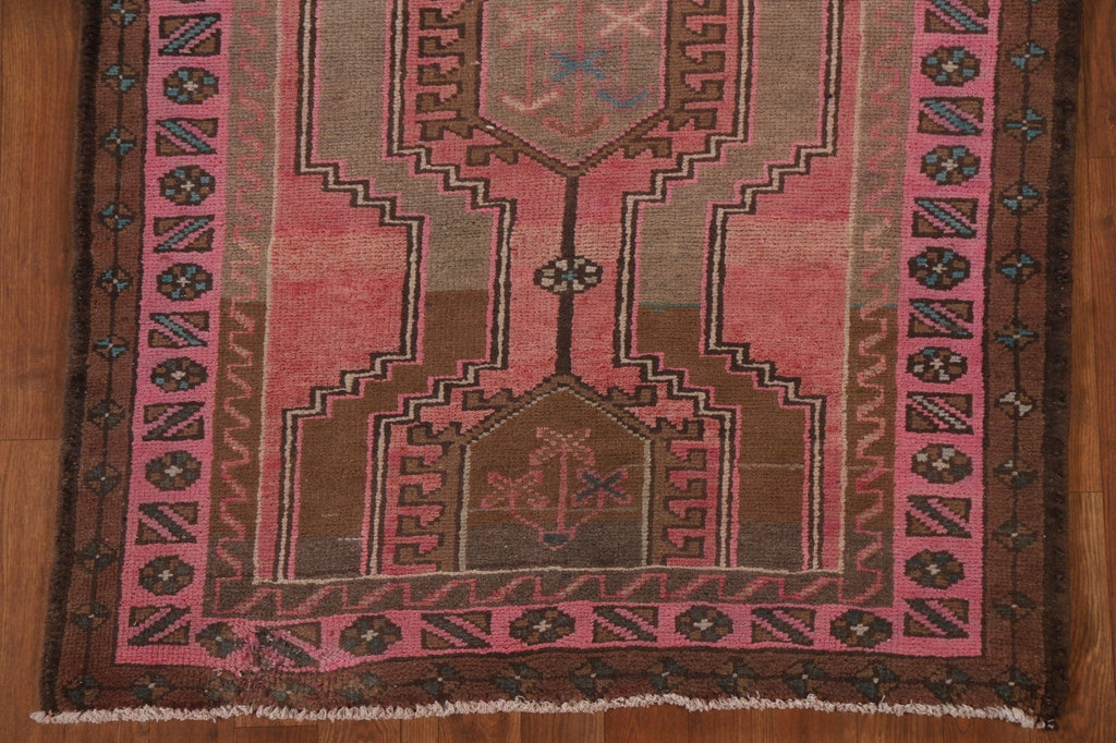 Pink Geometric Ardebil Persian Runner Rug 4x13