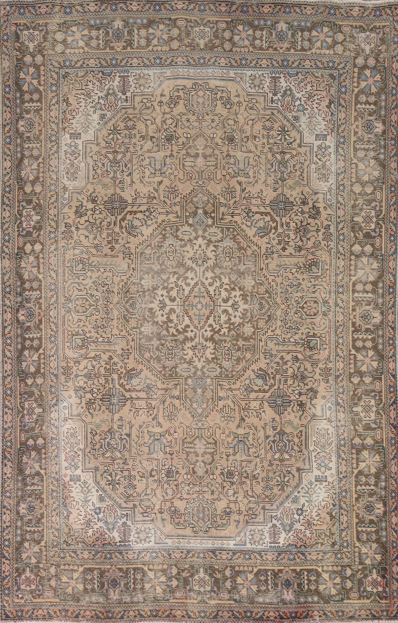 Geometric Tabriz Persian Area Rug 7x9