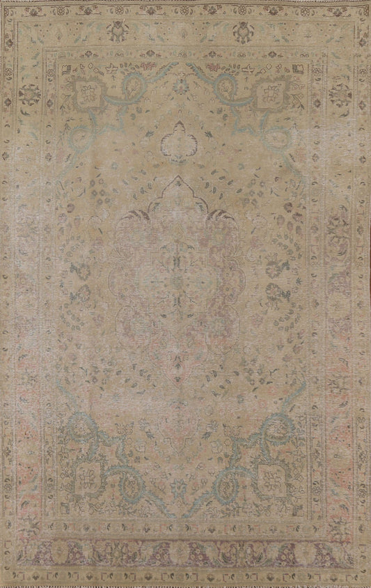 Distressed Tabriz Persian Area Rug 7x9