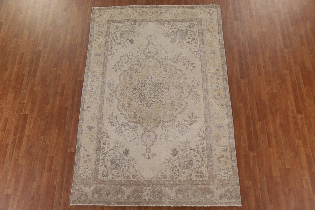 Distressed Tabriz Persian Area Rug 6x10