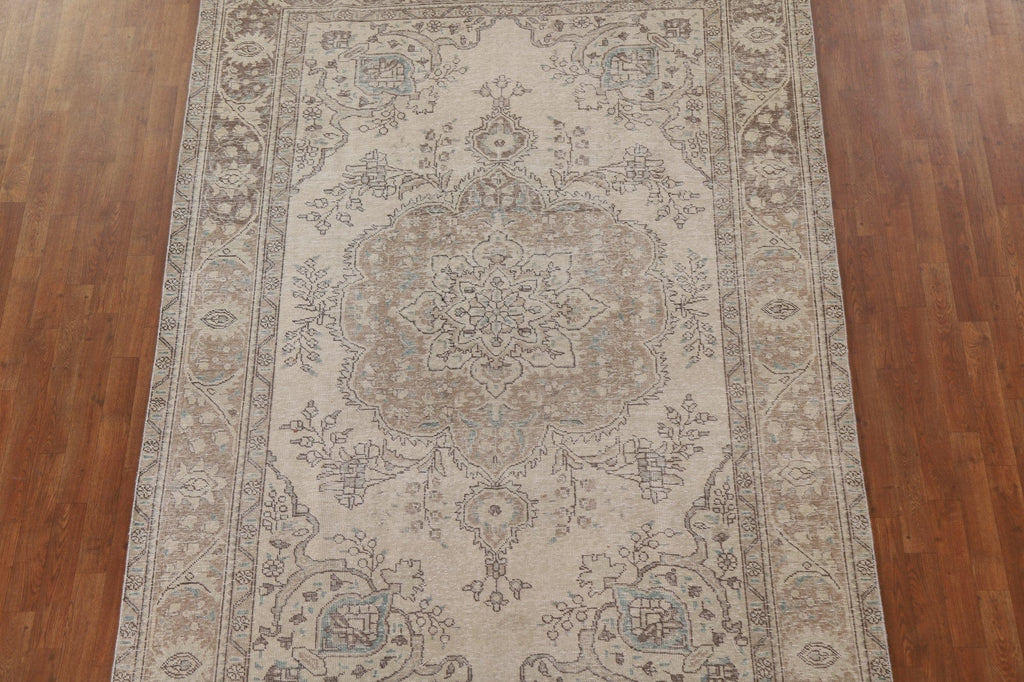 Distressed Muted Tabriz Persian Area Rug 7x10