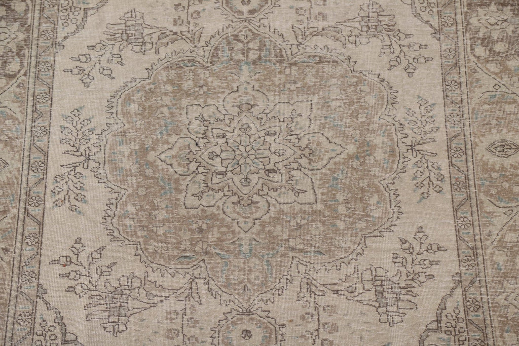 Distressed Muted Tabriz Persian Area Rug 7x10