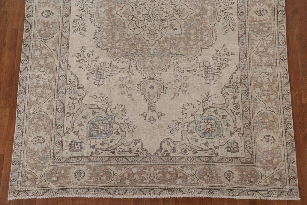 Distressed Muted Tabriz Persian Area Rug 7x10