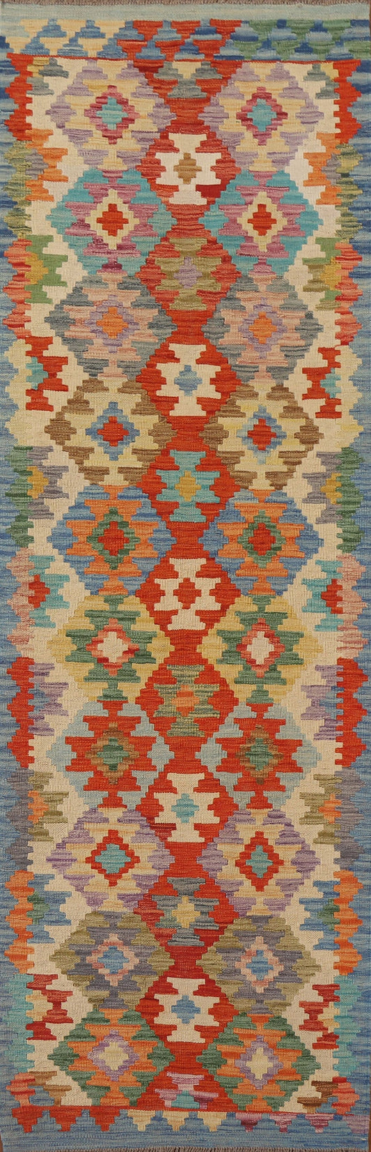 Reversible Wool Kilim Runner Rug 3x10