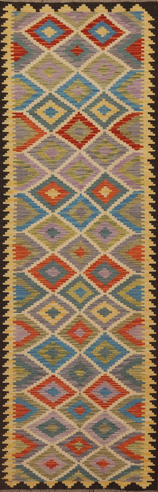 Reversible Wool Kilim Oriental Runner Rug 3x10