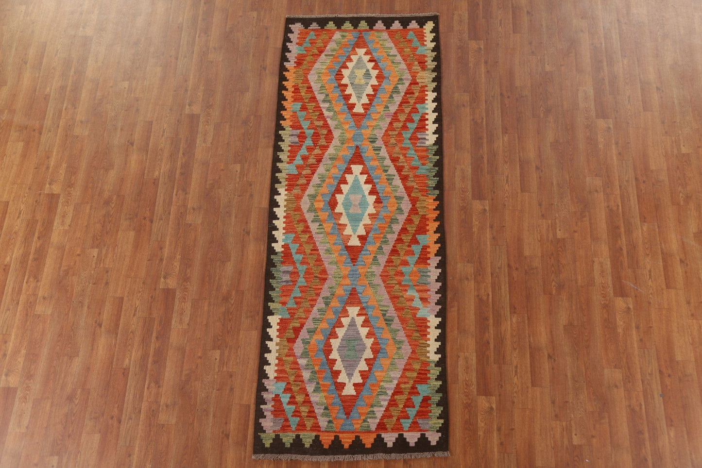 Colorful Kilim Oriental Runner Rug 3x8