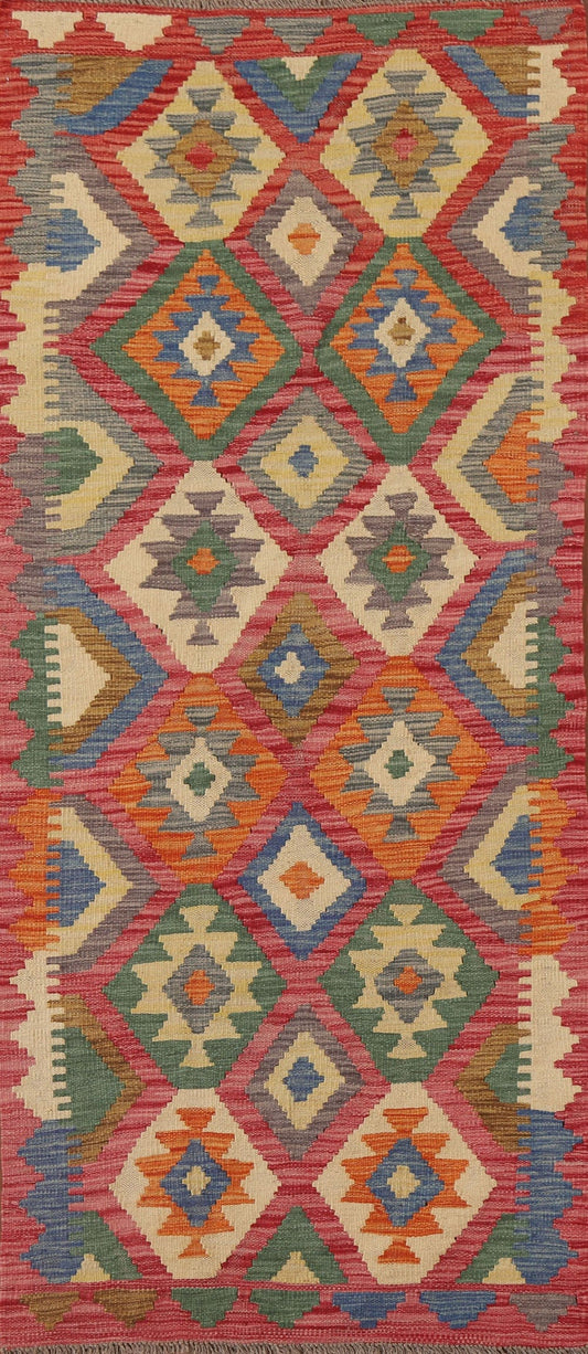 Reversible Wool Kilim Runner Rug 3x7