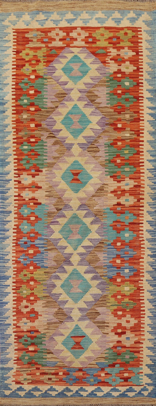 Colorful Kilim Oriental Runner Rug 3x8