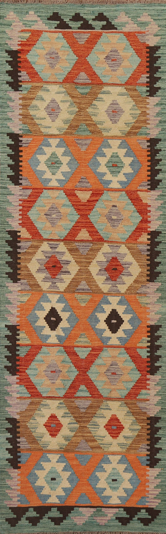 Reversible Wool Kilim Runner Rug 3x10