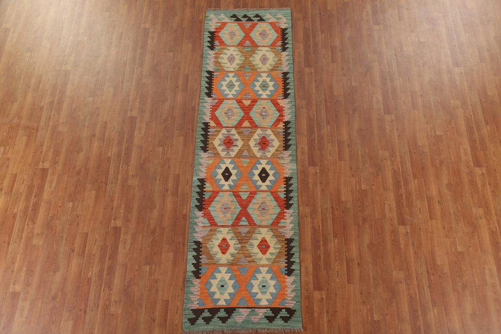 Reversible Wool Kilim Runner Rug 3x10