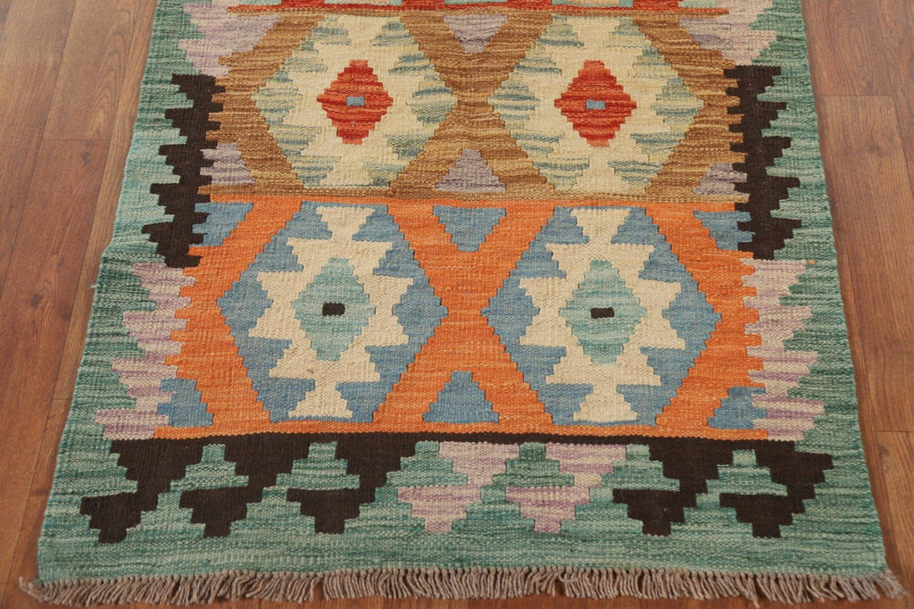 Reversible Wool Kilim Runner Rug 3x10