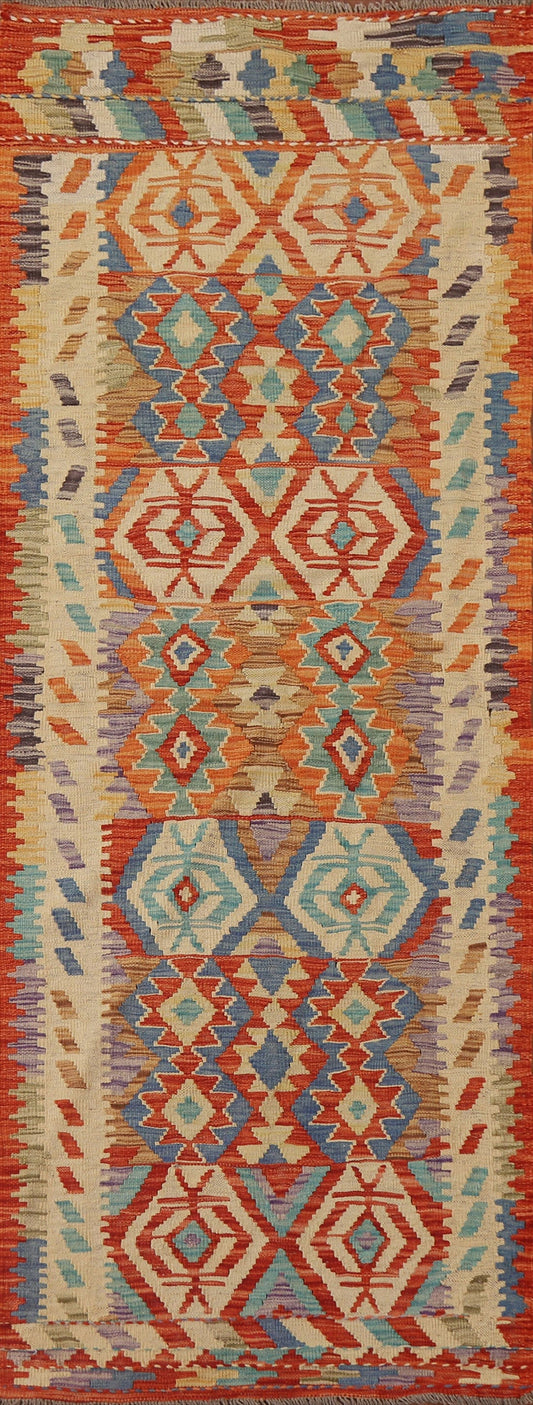 Colorful Kilim Reversible Runner Rug 3x8