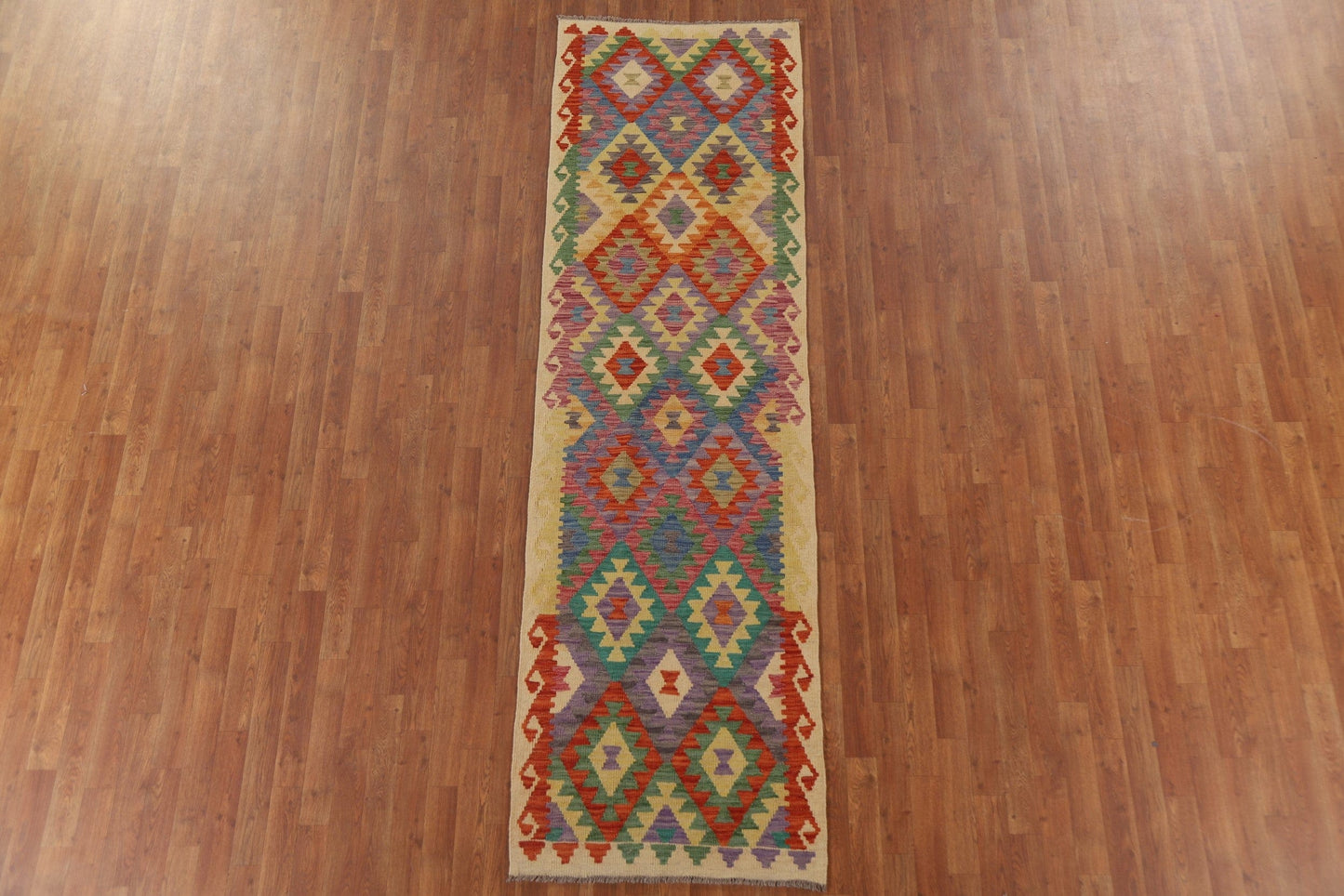 Reversible Wool Kilim Runner Rug 3x10