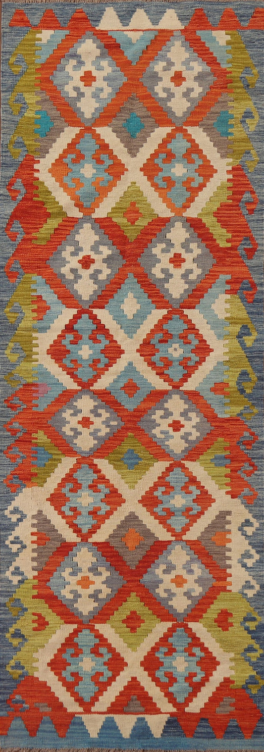 Geometric Kilim Oriental Runner Rug 3x9