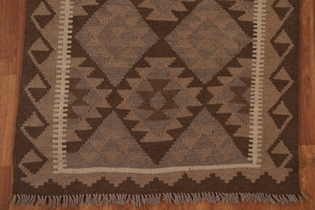 Brown Wool Kilim Oriental Area Rug 3x6