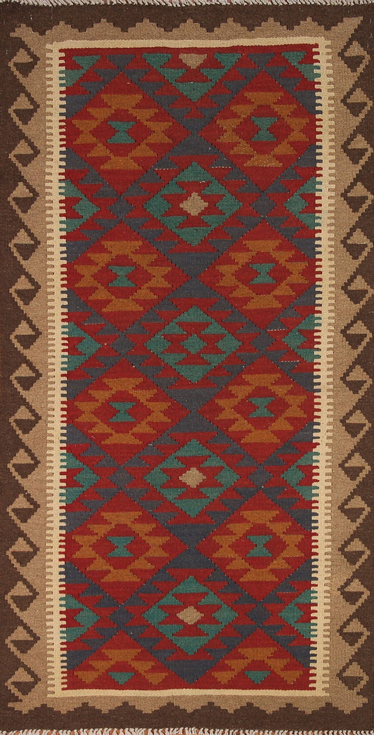 Geometric Kilim Oriental Runner Rug 3x7