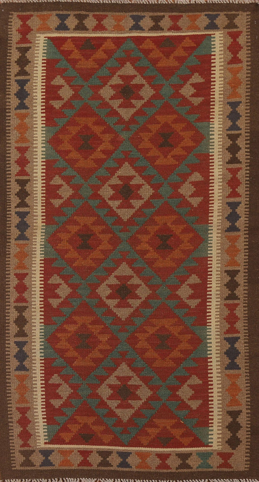 Geometric Kilim Oriental Runner Rug 3x7