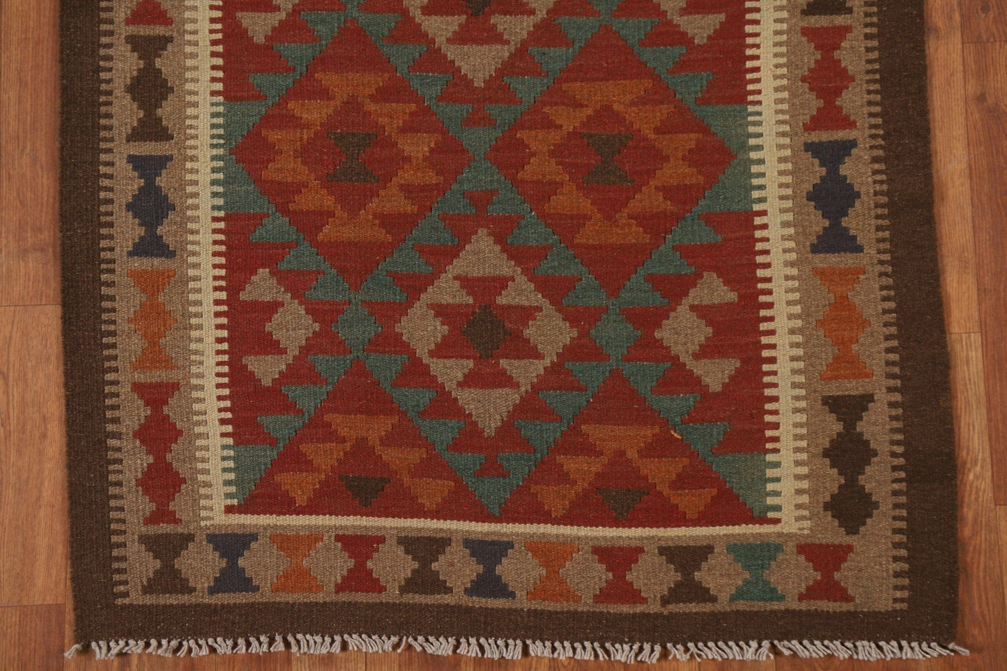 Geometric Kilim Oriental Runner Rug 3x7