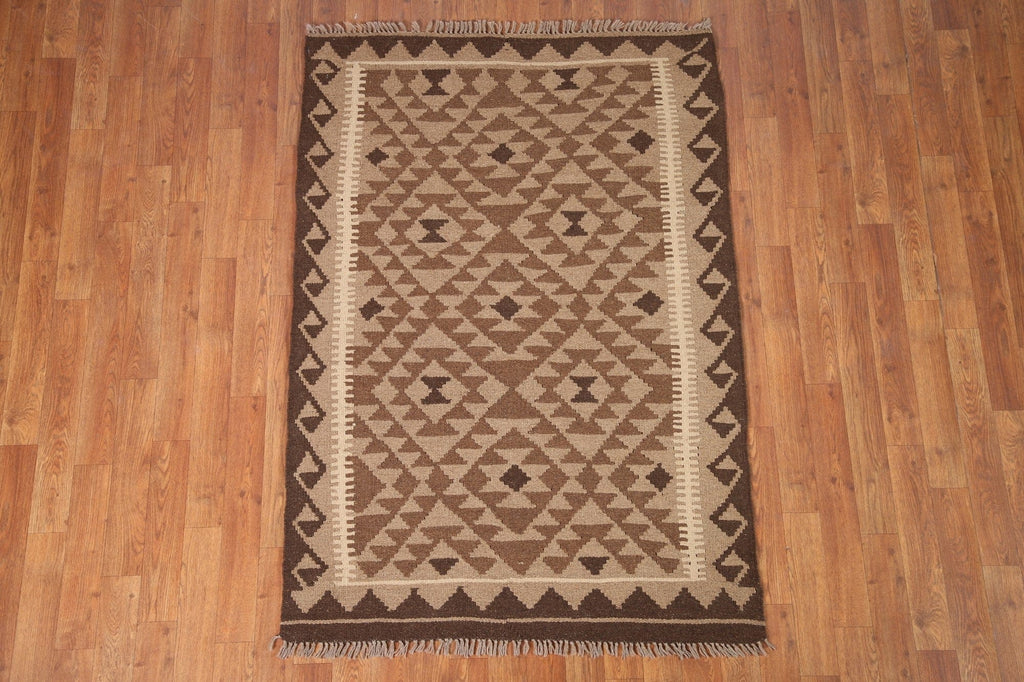 Brown Wool Kilim Oriental Area Rug 3x5