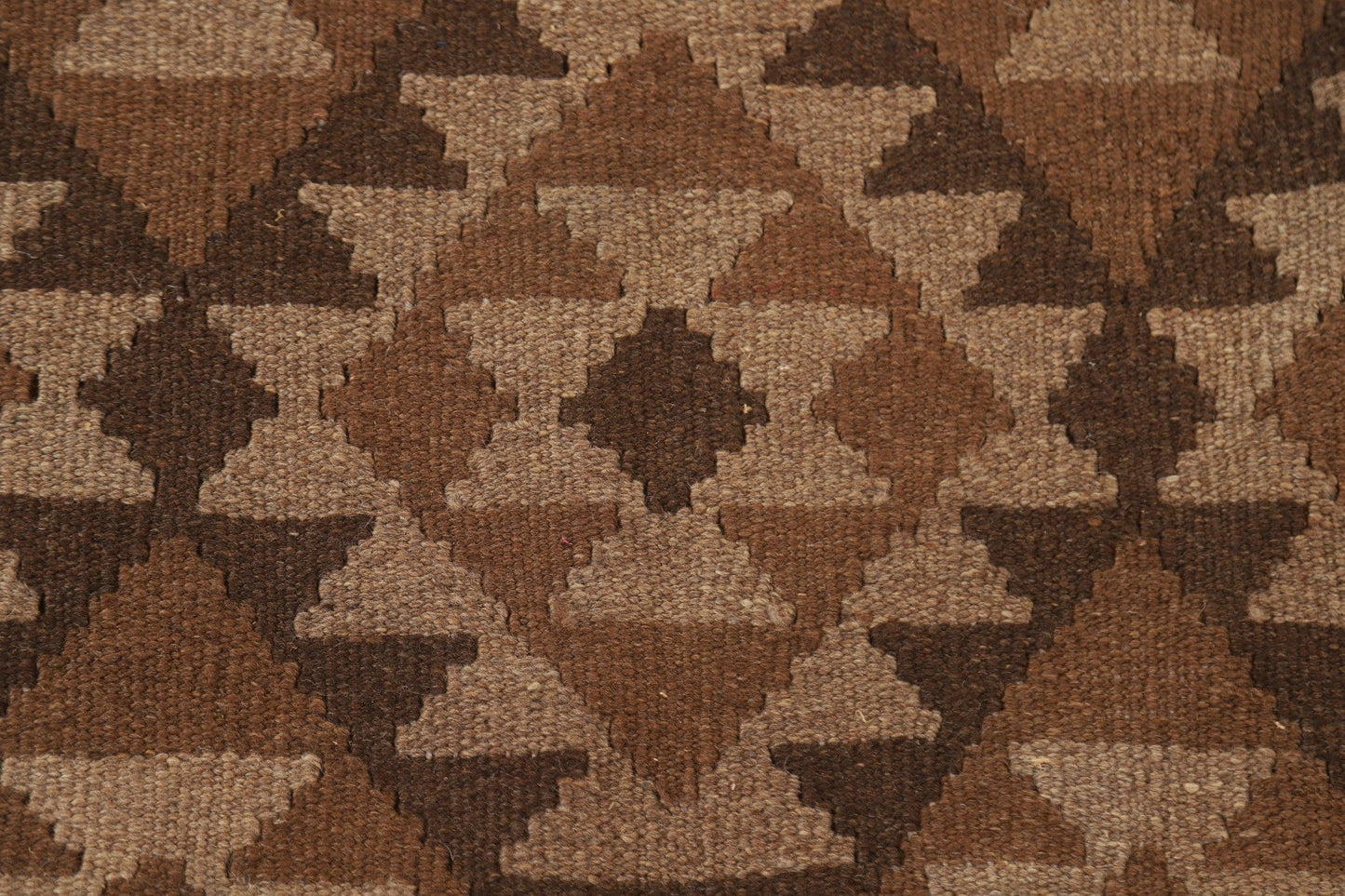 Brown Wool Kilim Geometric Area Rug 3x5