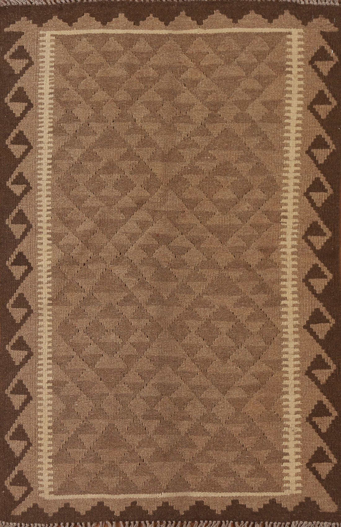 Reversible Kilim Brown Wool Area Rug 3x5