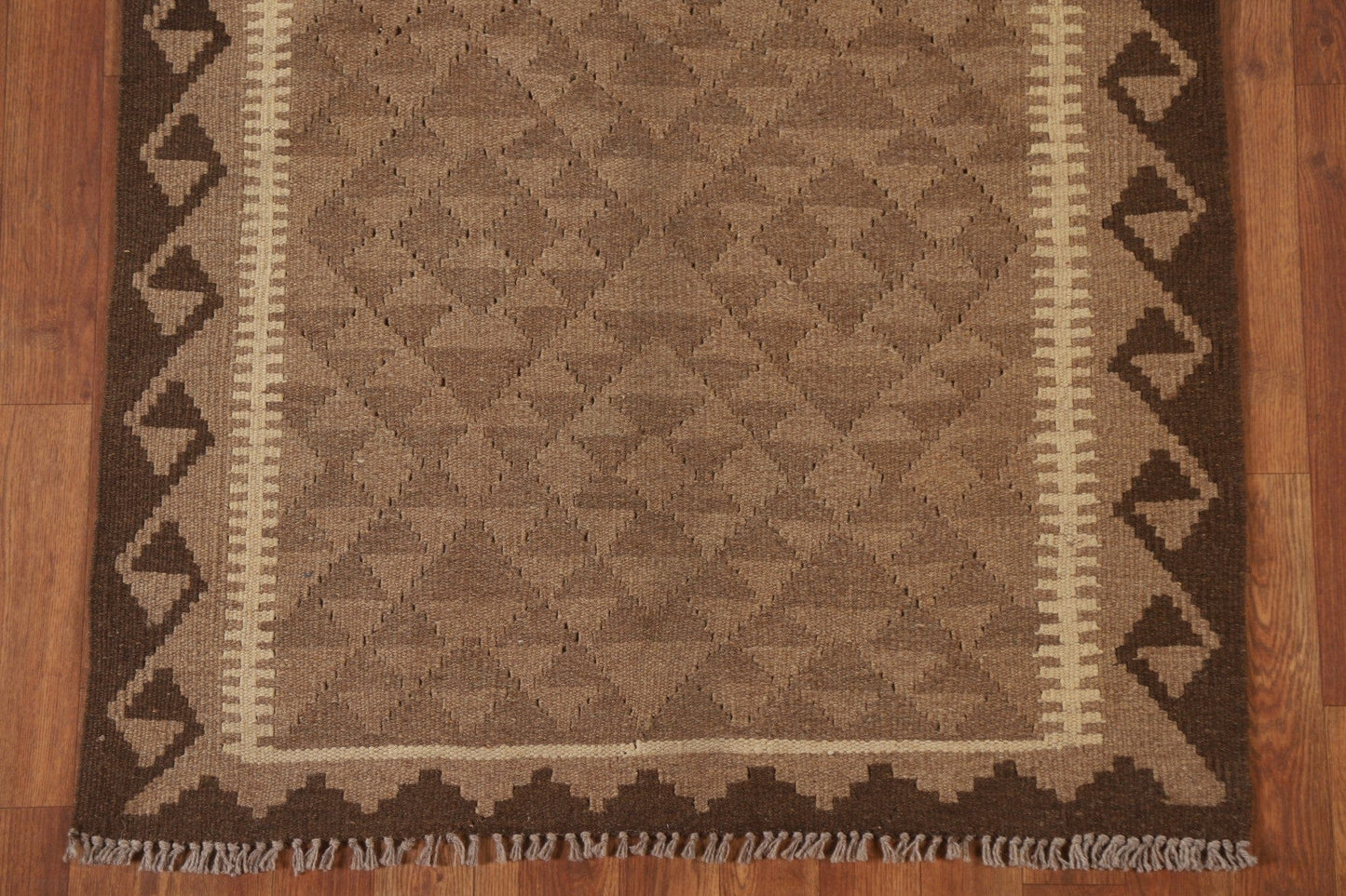 Reversible Kilim Brown Wool Area Rug 3x5