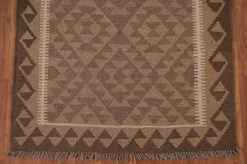 Brown Kilim Geometric Area Rug 3x5