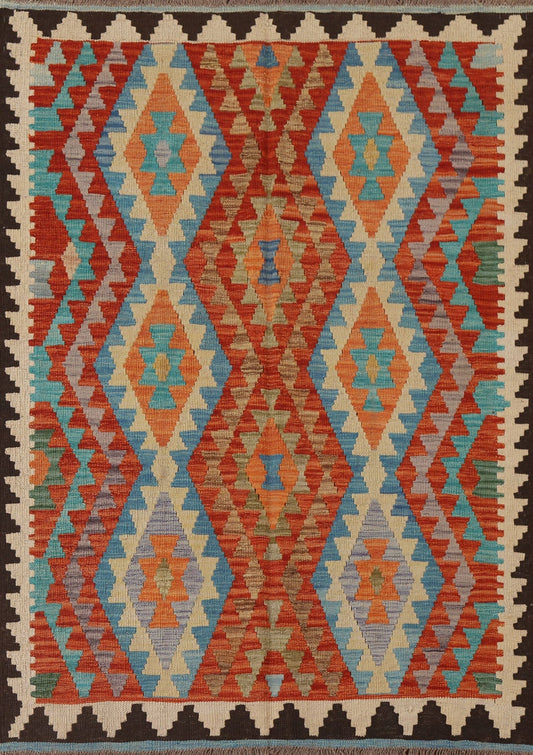 Reversible Wool Kilim Oriental Area Rug 4x6