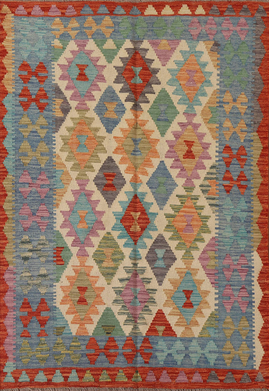 Reversible Wool Kilim Oriental Area Rug 4x6