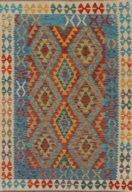 South-Western Kilim Wool Area Rug 5x6