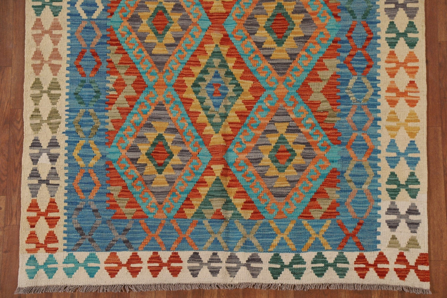 South-Western Kilim Wool Area Rug 5x6